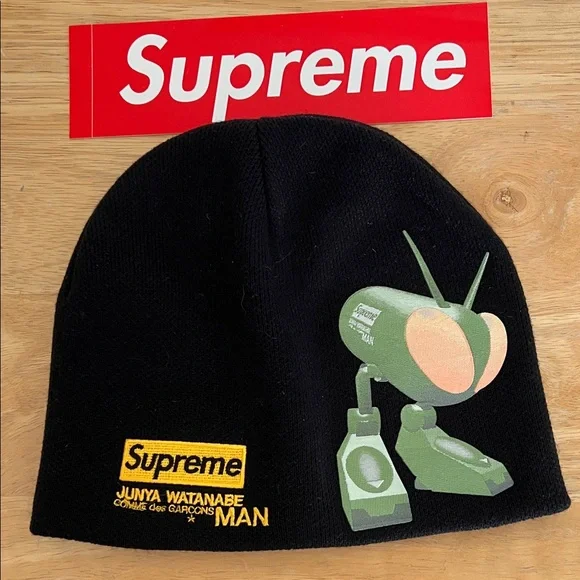 💎Supreme Junya Watanabe Black Beanie with Graphic Man💎 - Picture 1 of 7